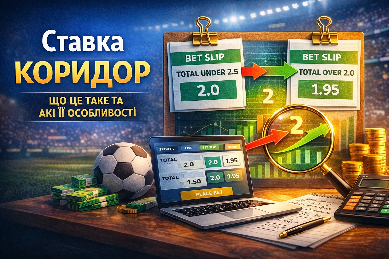 Ставка коридор у спортивних ставках — приклад на тоталах